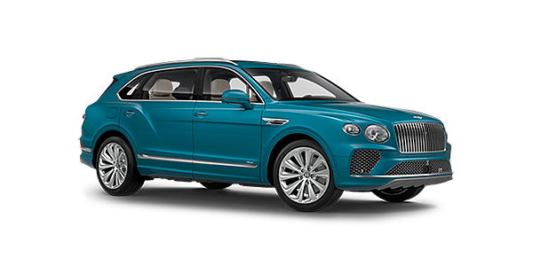 Bentley Jiaxing Bentley Bentayga EWB Azure front side angled view in Topaz blue coloured exterior. 